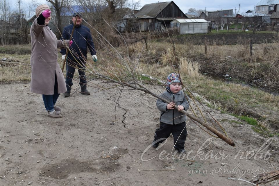 На Всероссийский субботник с главой района в Аксубаеве  вышел годовалый малыш