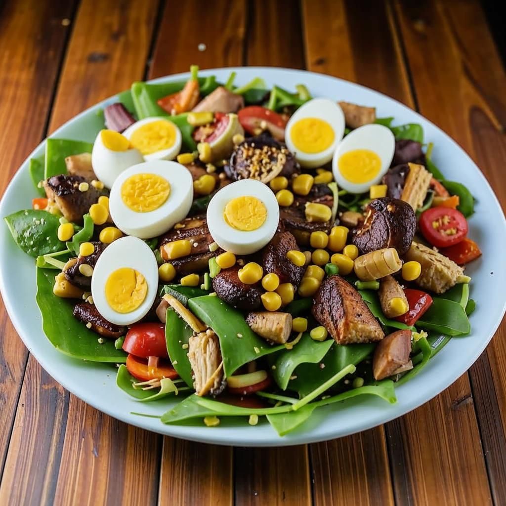 Летний салат с кукурузой и курицей