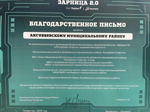 Участники Аксубаевского «Движения Первых» вернулись с «Биляр-Форума» с наградой