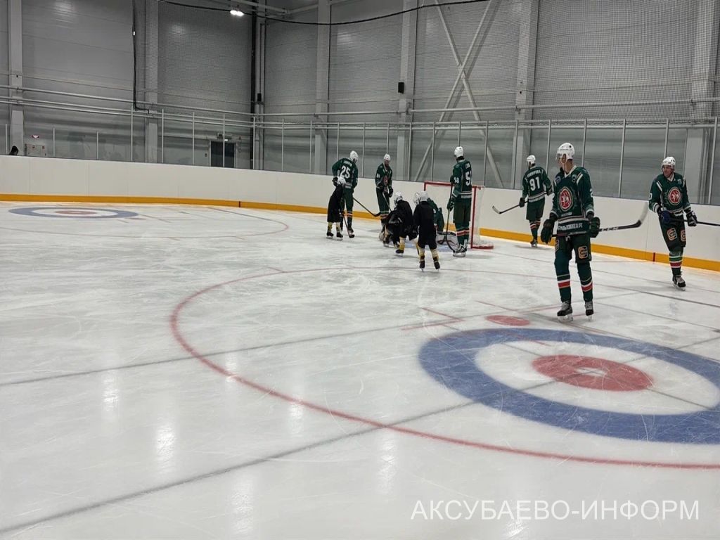 На аксубаевском льду играли представители высшего класса татарстанского хоккея