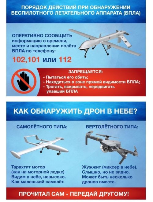 Порядок действий при обнаружении беспилотного летательного аппарата (БПЛА)