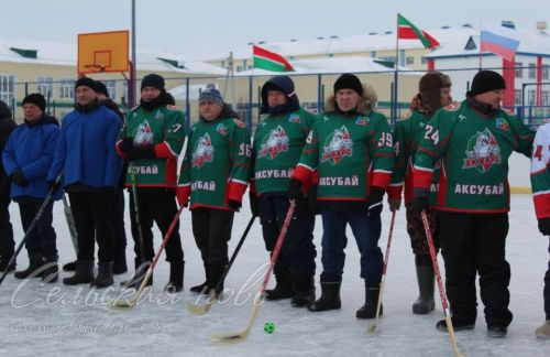 В Аксубаеве на Рождество играли в хоккей в валенках