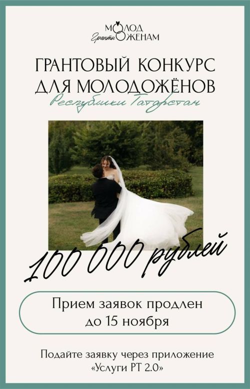 В Татарстане продлили прием заявок на гранты для молодоженов