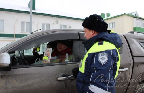 Аксубаевские госавтоинспекторы поздравили водителей и пешеходов с наступающим Новым годом