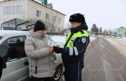 Аксубаевские госавтоинспекторы поздравили водителей и пешеходов с наступающим Новым годом