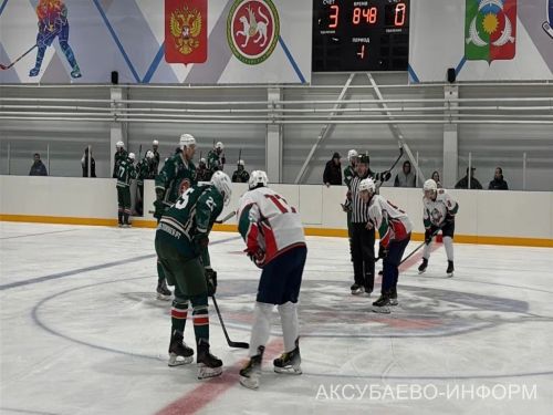 На аксубаевском льду играли представители высшего класса татарстанского хоккея